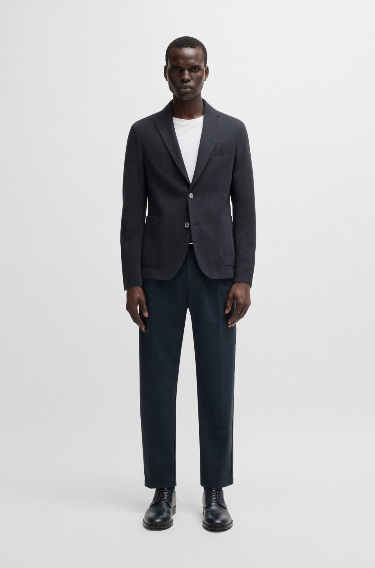 SLIM-FIT BLAZER IN MICRO-PATTERNED COTTON - 3