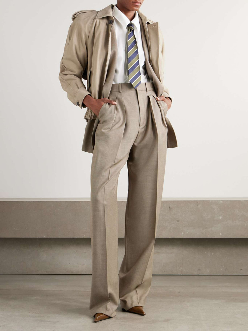 SAINT LAURENT Double-breasted wool suit jacket Beige outlook
