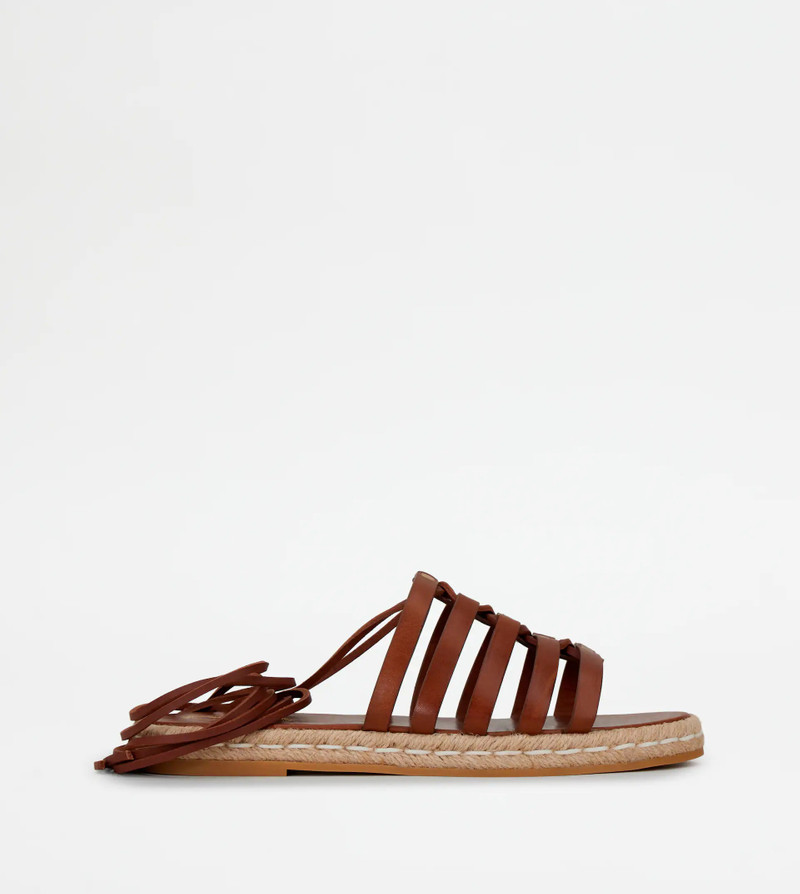SANDALS IN LEATHER - BROWN 1
