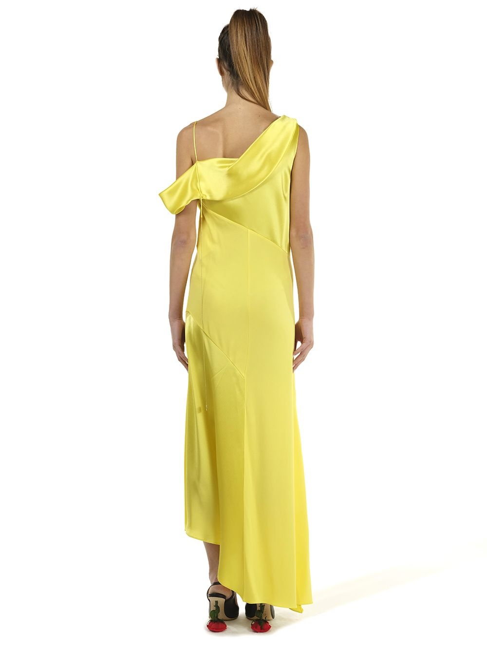Draped Midi Dress Dresses Yellow - 4