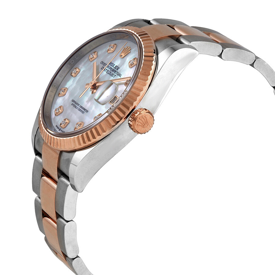 Rolex Datejust 36 Automatic Mother of Pearl Diamond Dial Men's Steel and 18kt Everose Gold Oyster Wa - 2