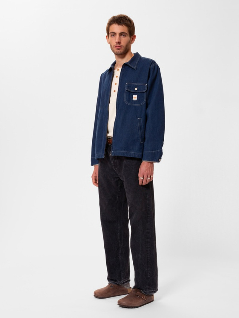 Nudie Jeans Jimmy Utility Denim Zip Jacket Blue outlook