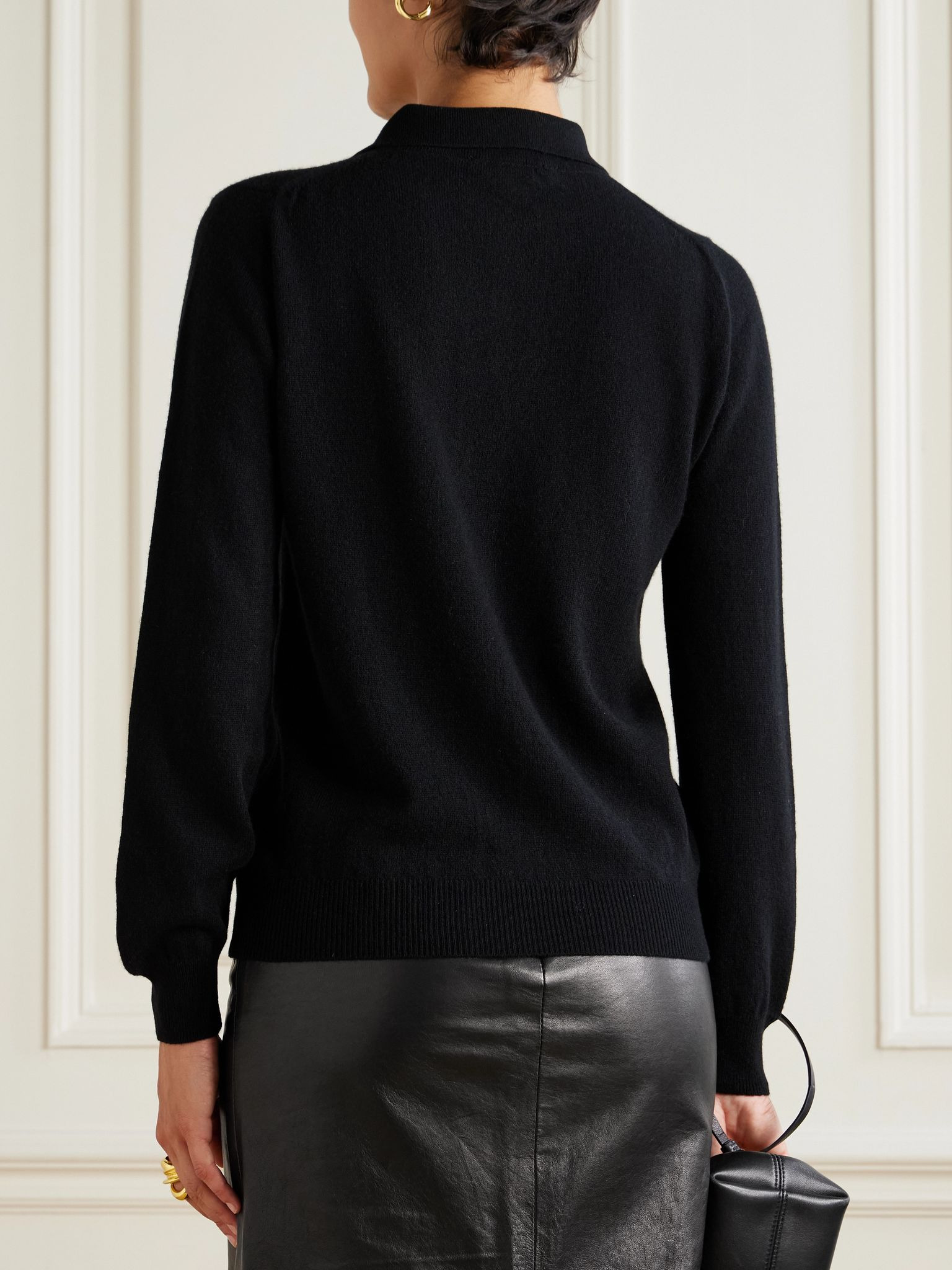 Highland wool and cashmere-blend polo sweater Black - 4