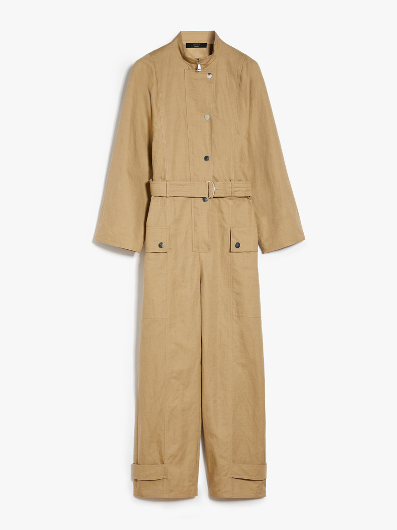 FASTO Cotton and linen basketweave jumpsuit 1