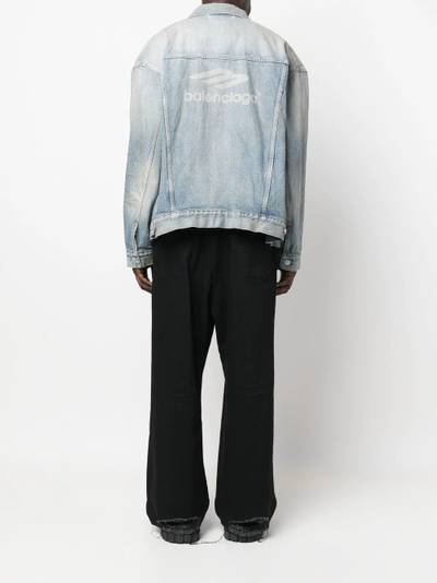 BALENCIAGA Large-Fit logo-print denim jacket outlook