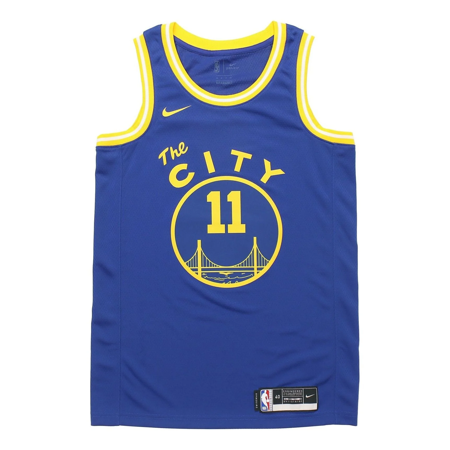 Nike NBA Sports Basketball Jersey SW Fan Edition 20 Season Golden State Warriors 11 Blue CN1024-495 - 1