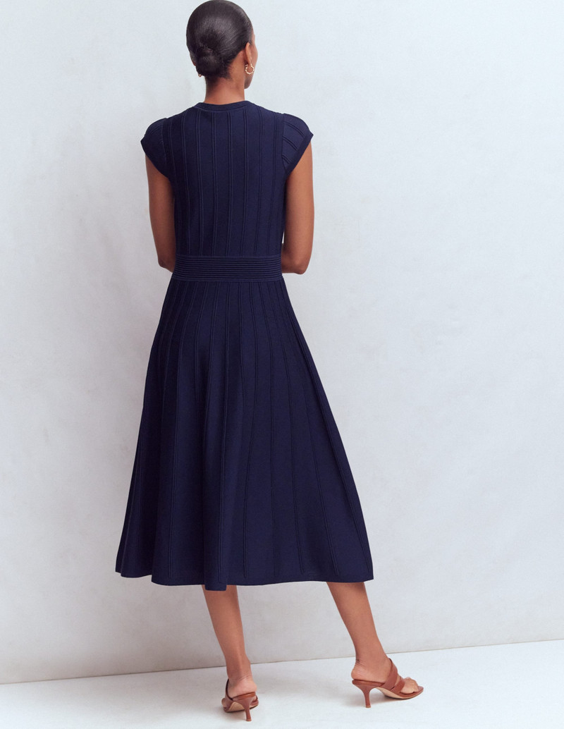 Cap Sleeve Knitted Dress-Navy 5
