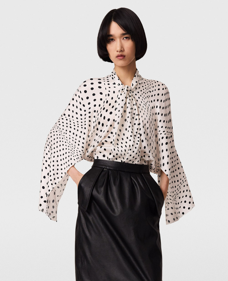 Tie-Neck Polka Dot Viscose Shirt 5