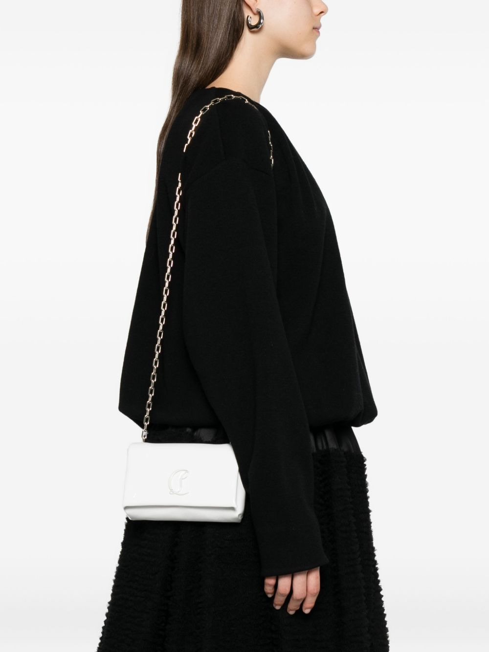 Loubi54 patent leather logo-plaque clutch - 2