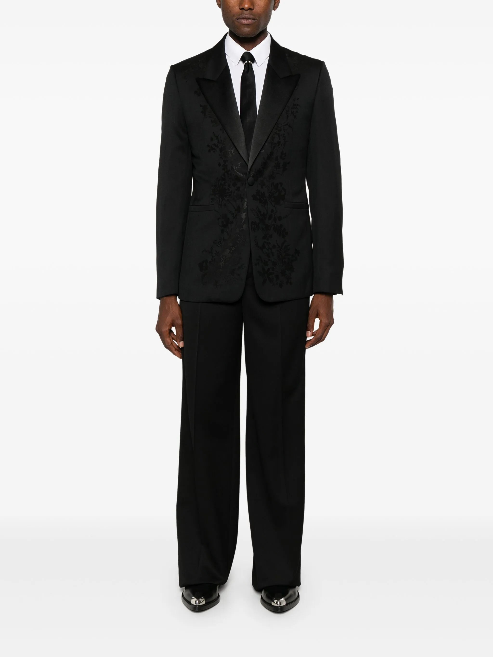 Floral-jacquard Single-breasted Blazer - 5