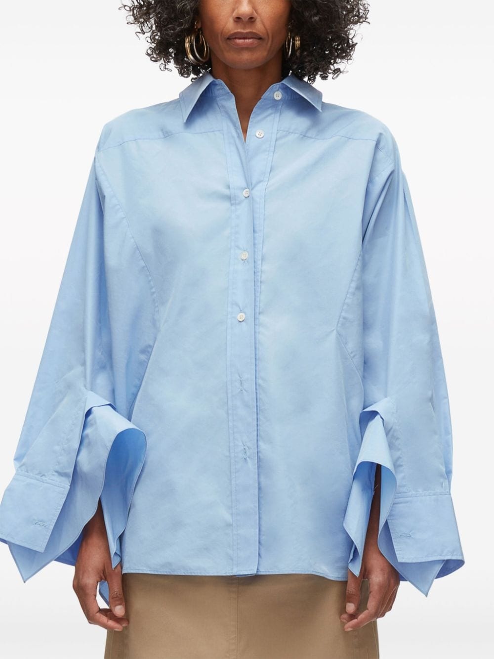 draped-cuff poplin shirt - 3