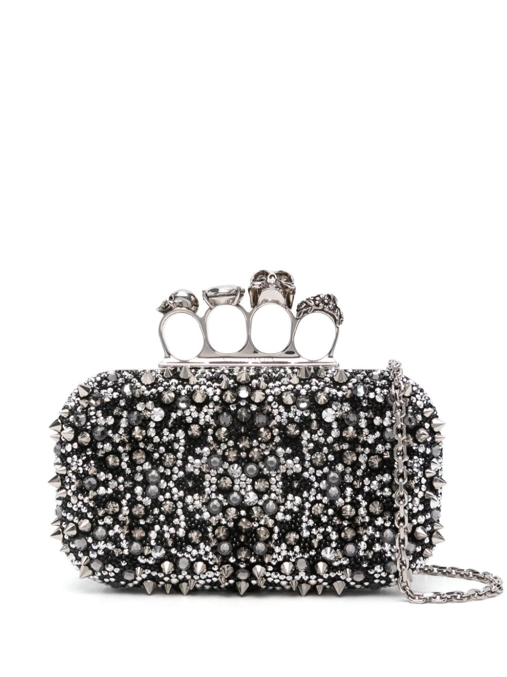 four-ring skull studded clutch - 1