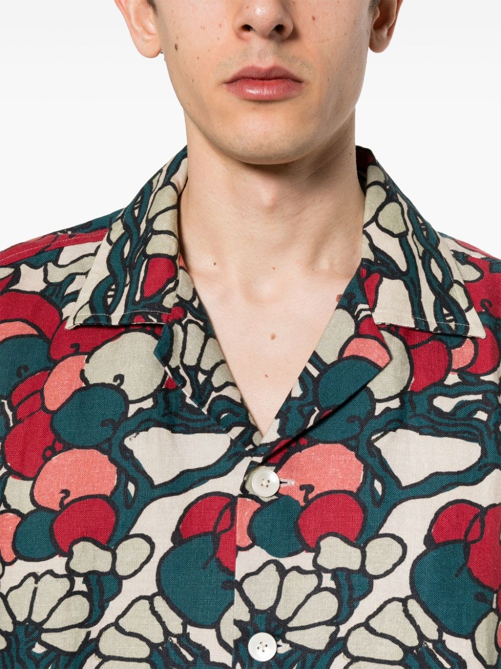 abstract-pattern linen shirt - 5