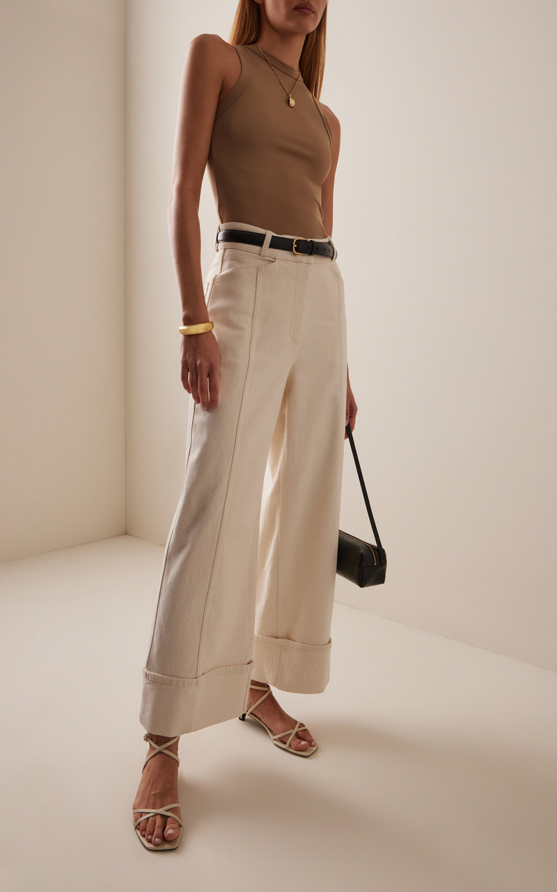 Another Tomorrow Denim Cuffed Pants off-white outlook