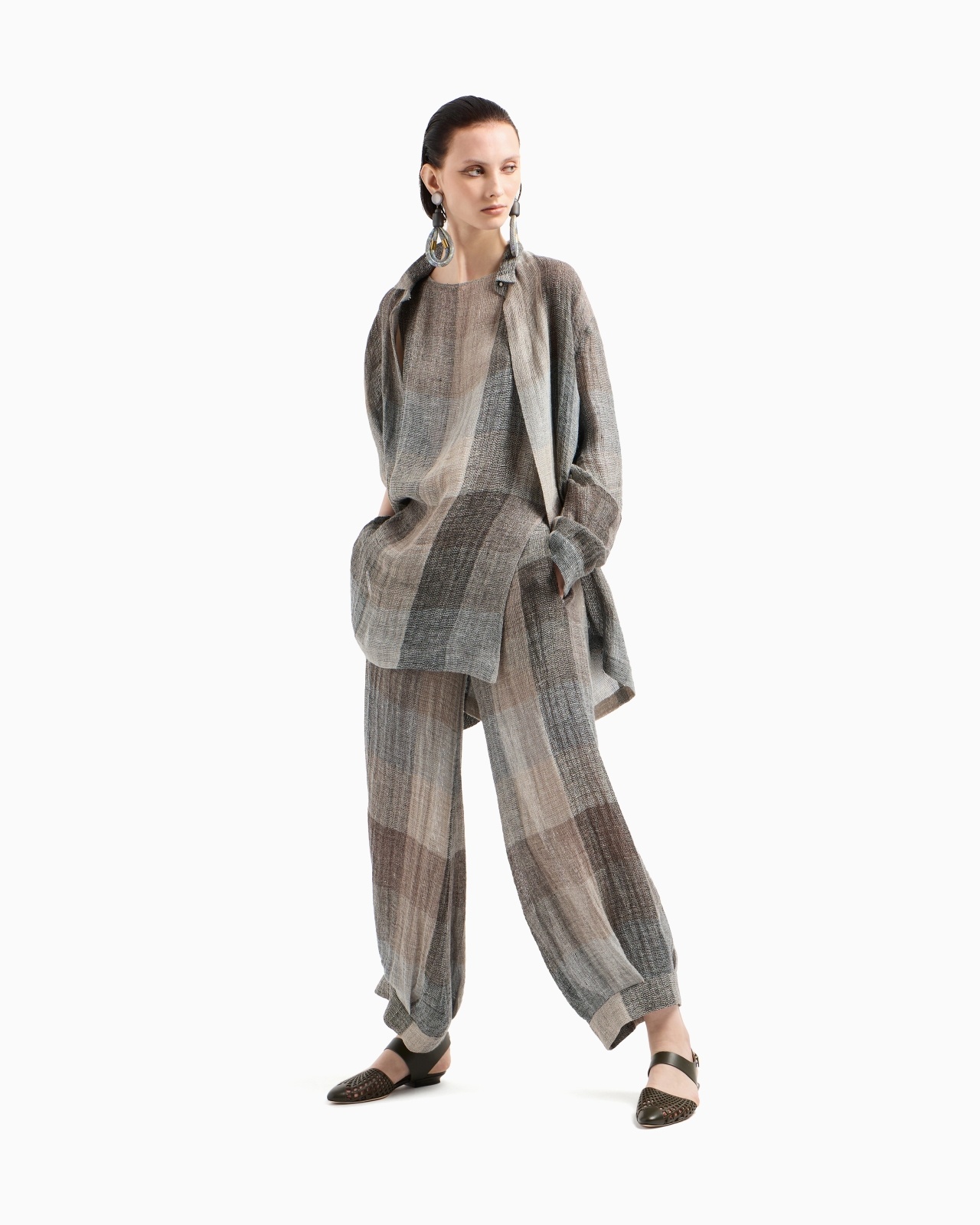 LOOSE BRUSHED LINEN CHECK SHIRT - 2