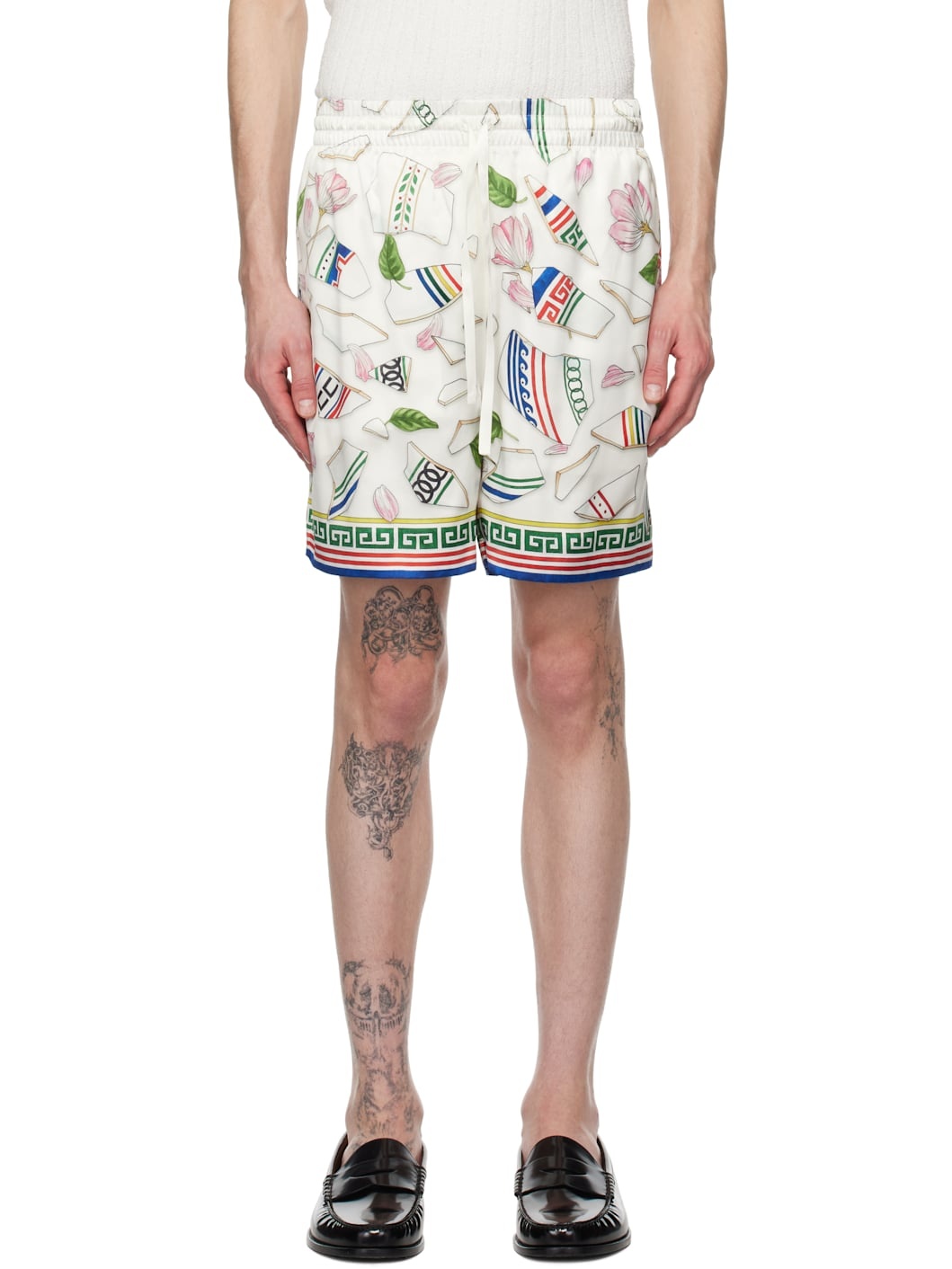 White 'Le Vase Brise' Silk Shorts - 1