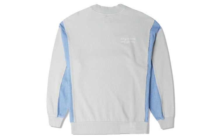 (WMNS) Converse Denim Patchwork Crew Sweatshirt 'Blue' 10025520-A02 - 2
