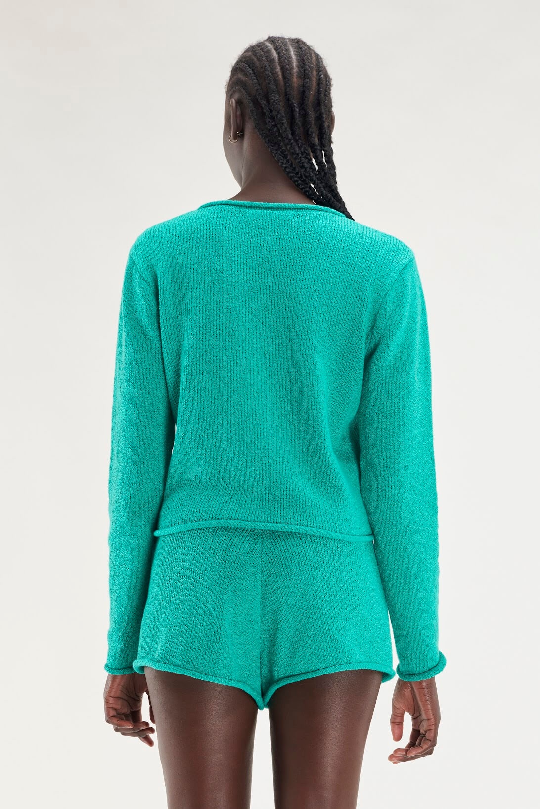 WOMEN'S SOLID ROLL CREW - 3