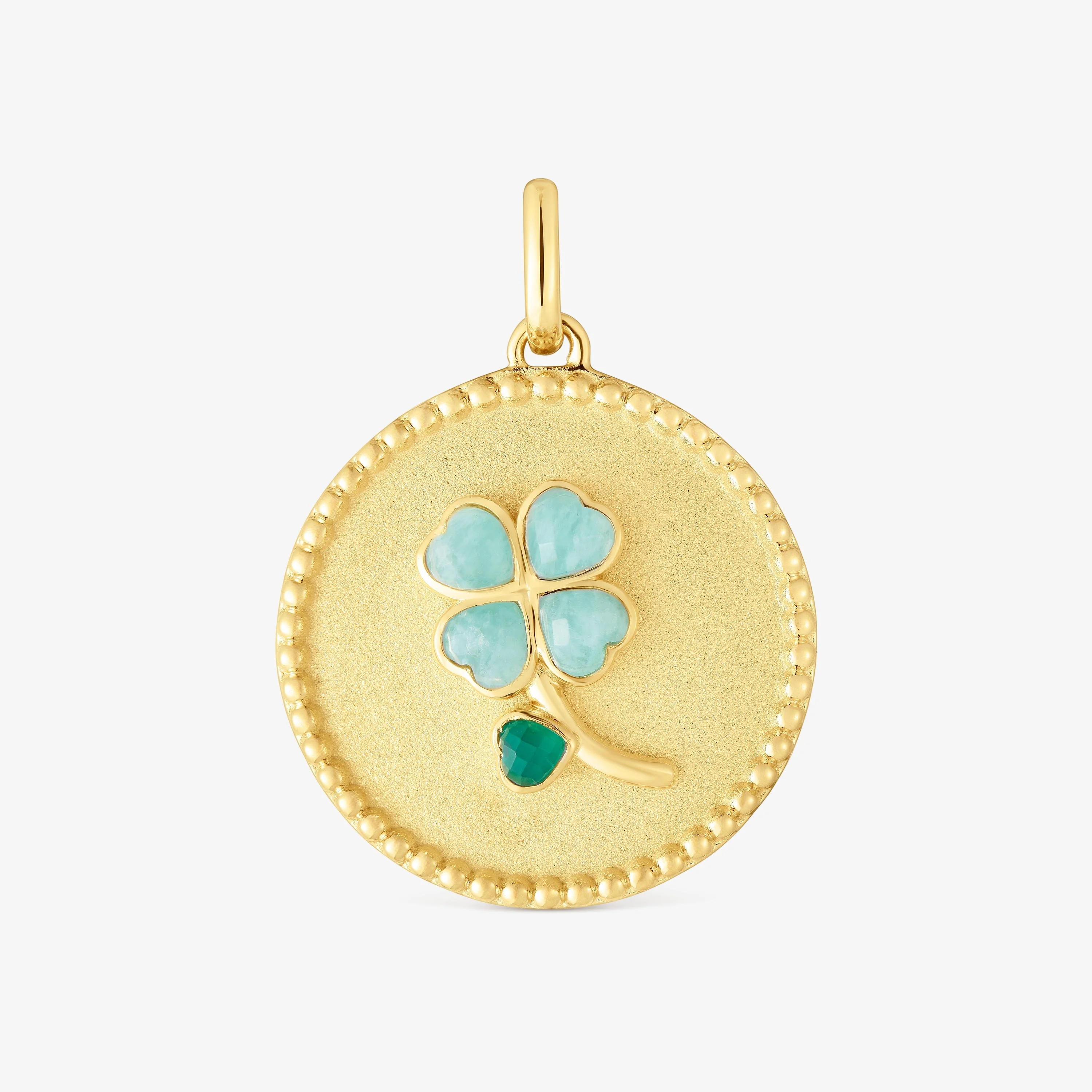 Medallion pendant with 18K gold vermeil and gemstones Daisy - 1