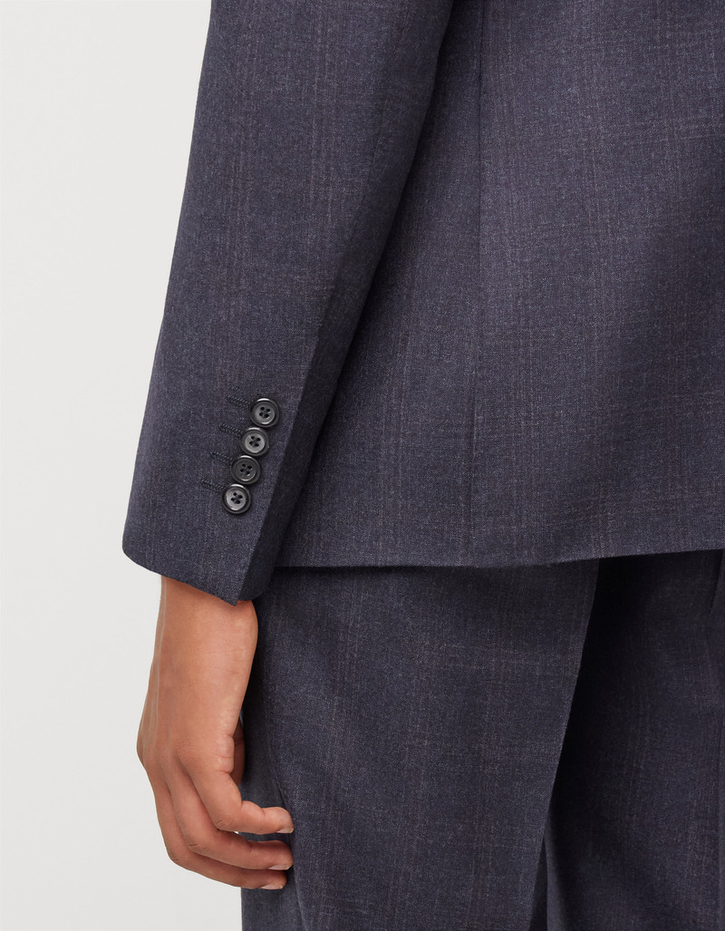 BLUE WOOL AND SILK SUIT WITH SINGLE-BREASTED TWO-BUTTON JACKET 5
