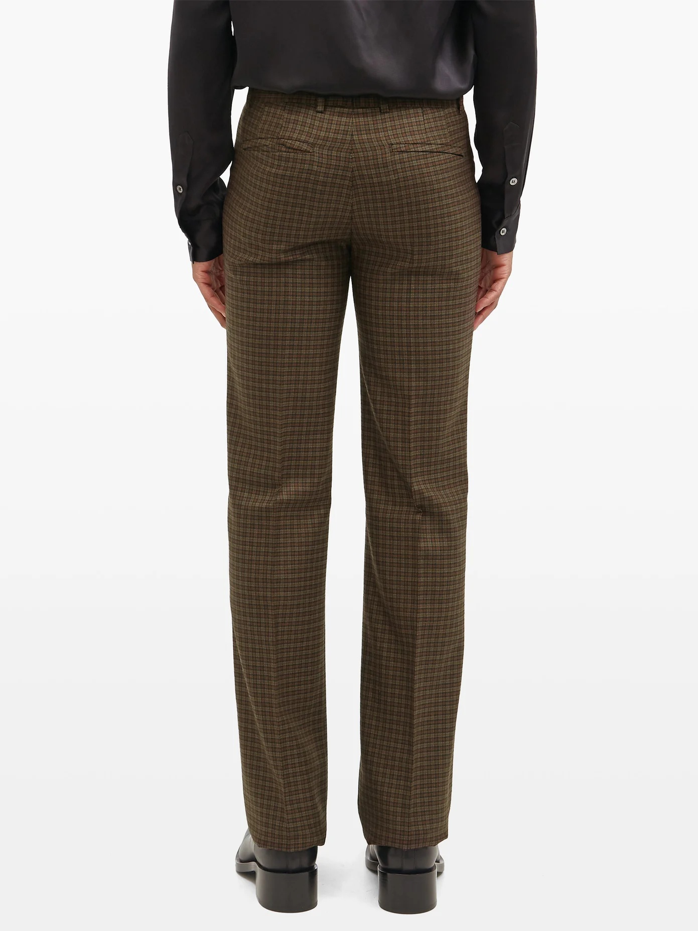 Gun-club check wool-twill suit trousers - 5