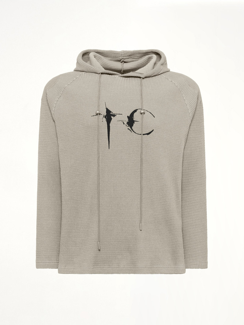 Thug Club Bulk Shoulder Waffle Hoodie in Khaki outlook