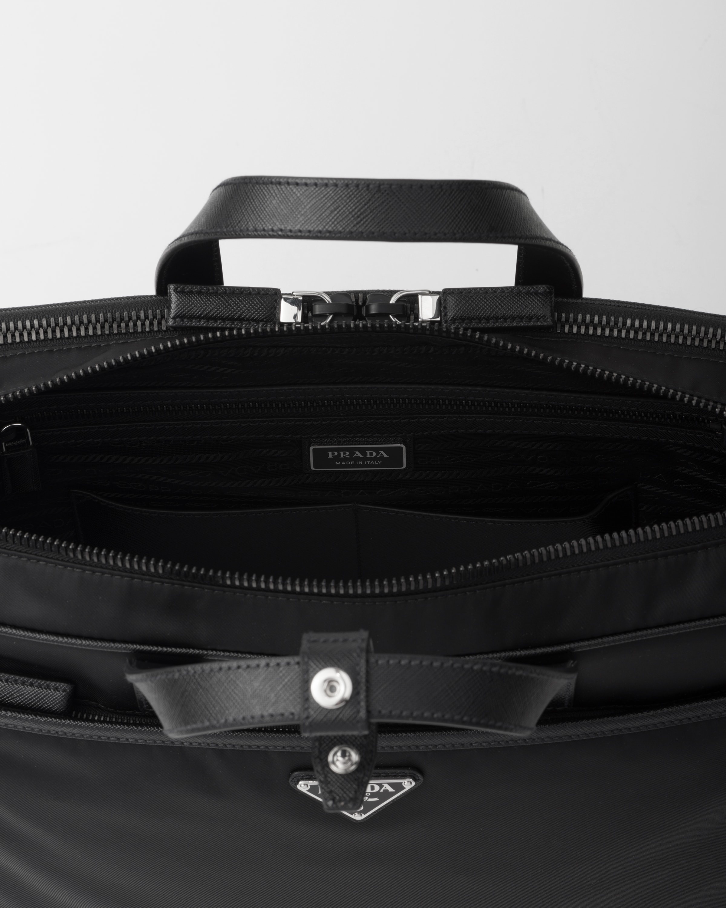 Re-Nylon and Saffiano leather briefcase - 4