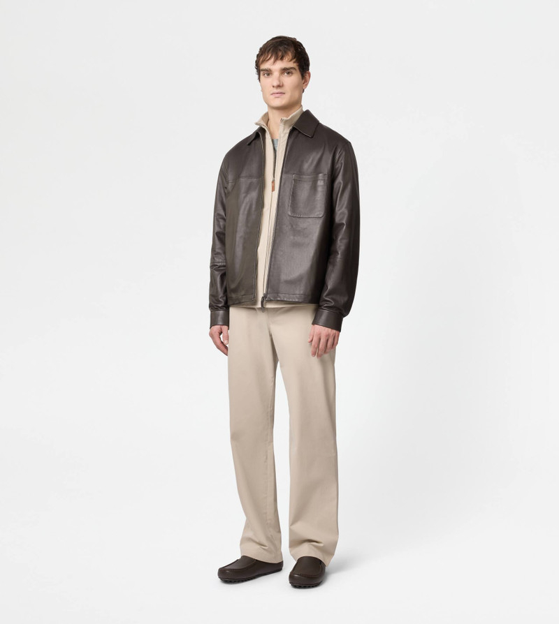 Tod's OVERSHIRT IN LEATHER - BROWN outlook