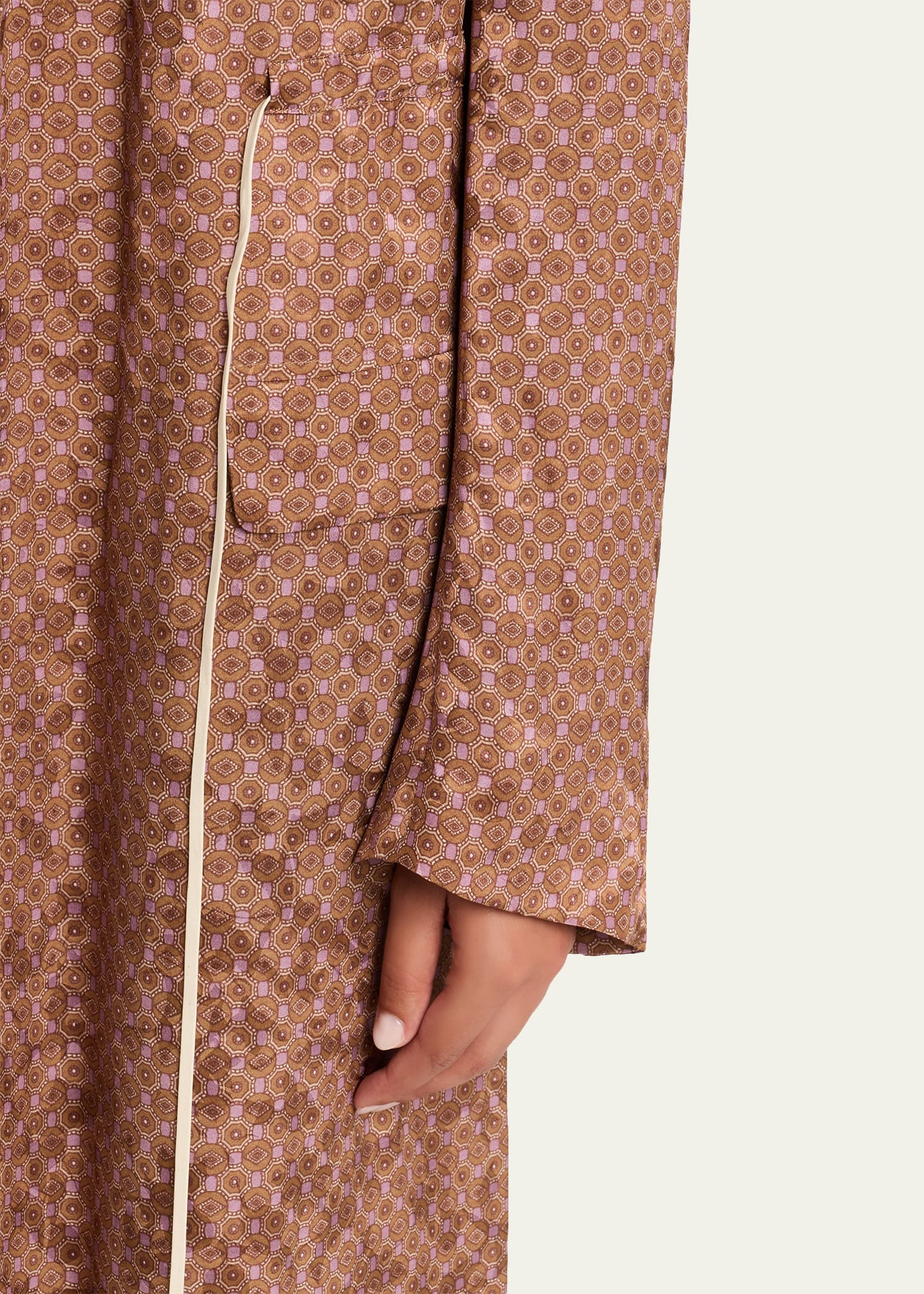 Rastino Printed Satin Tie Coat - 5