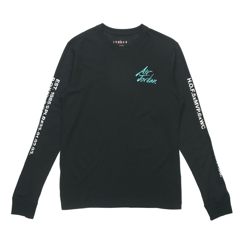Air Jordan Embroidered Alphabet Printing Casual Sports Round Neck Long Sleeves Black DC6647-010 - 1
