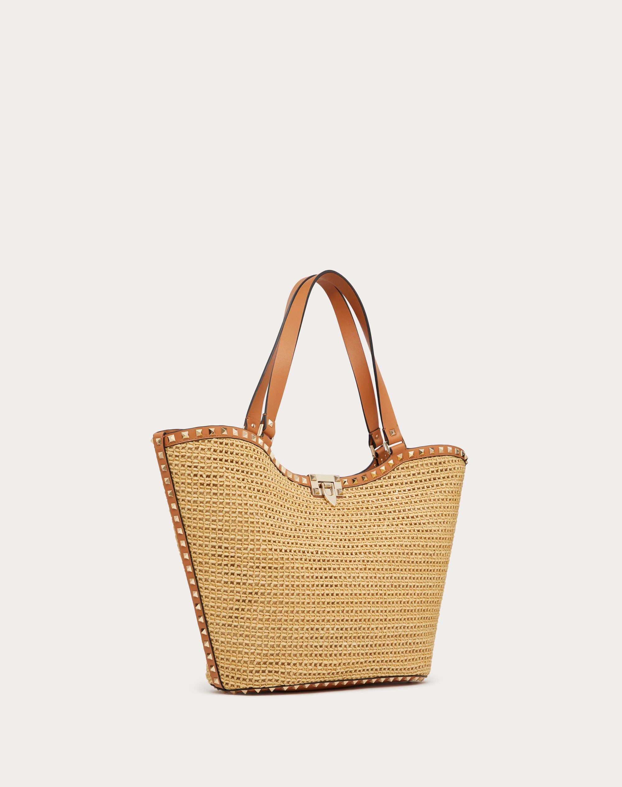 ROCKSTUD WOVEN RAFFIA SHOPPING BAG - 3