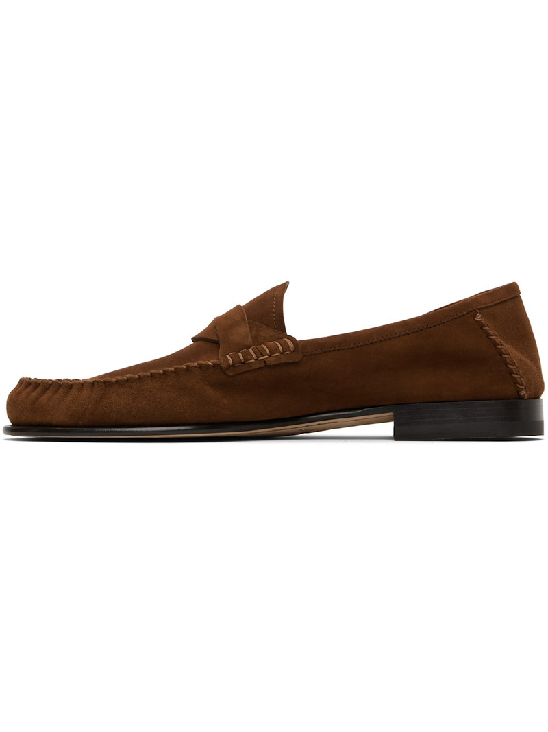TOM FORD Brown Suede Twisted Band Ripley Loafers outlook