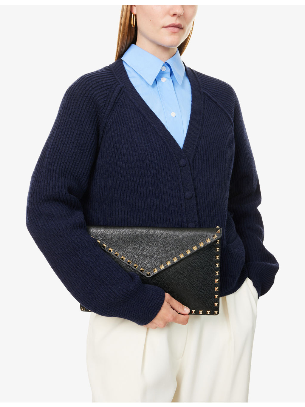 Rockstud Leather Clutch Bag - 2