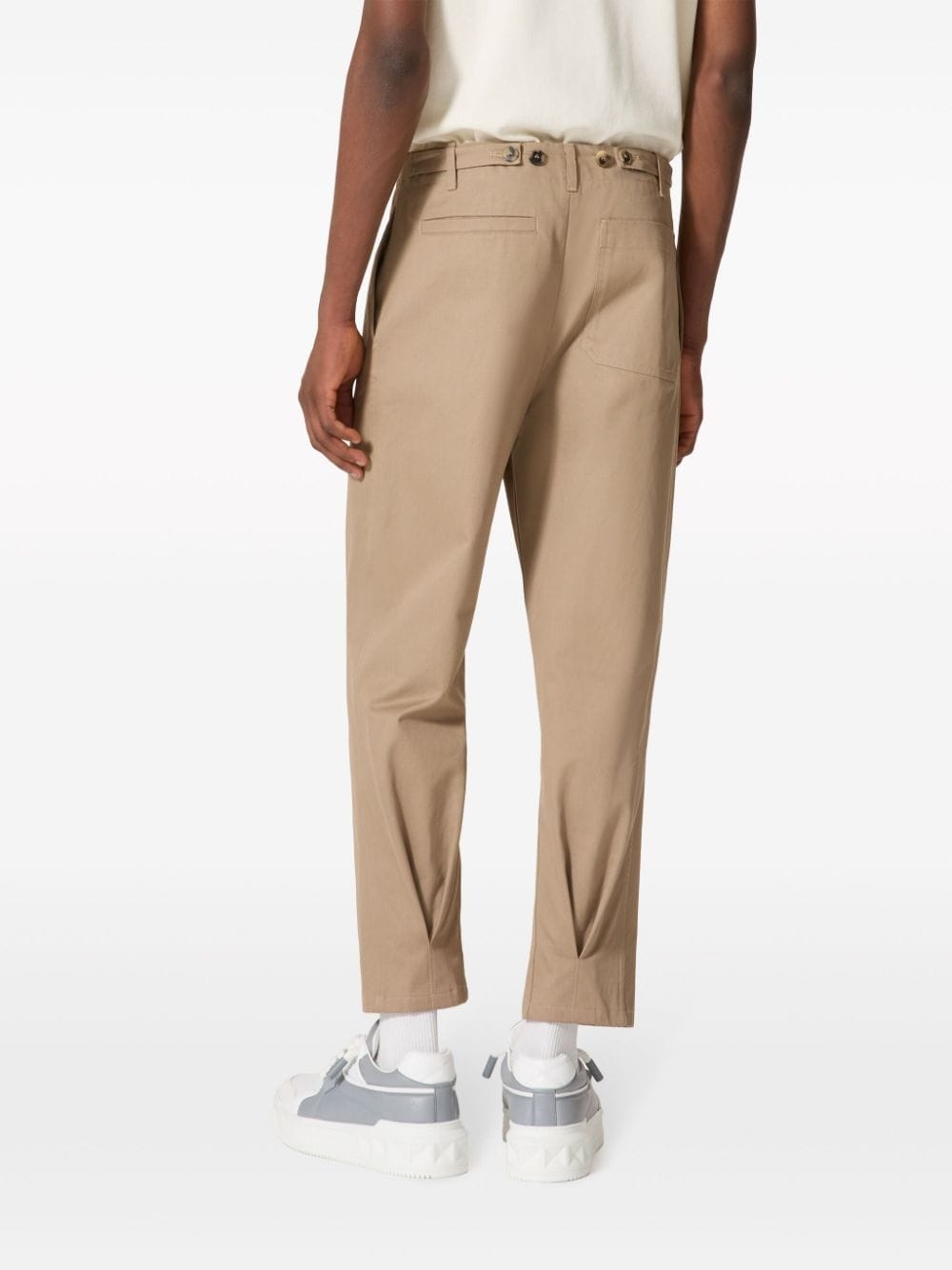 pleat-detail cotton chino trousers - 4