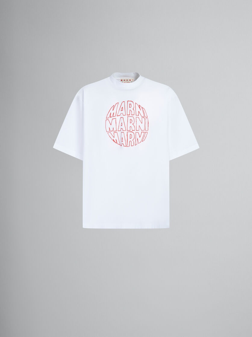 WHITE BIO COTTON T-SHIRT WITH CIRCULAR LOGO - 1