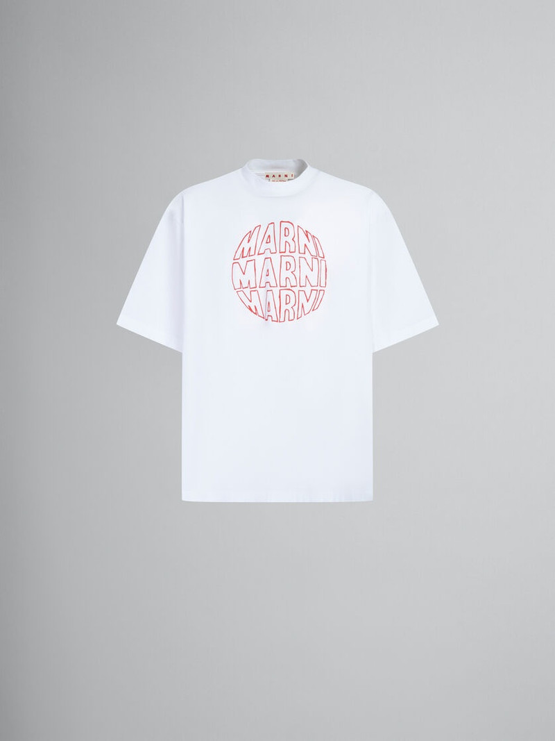 WHITE BIO COTTON T-SHIRT WITH CIRCULAR LOGO 1