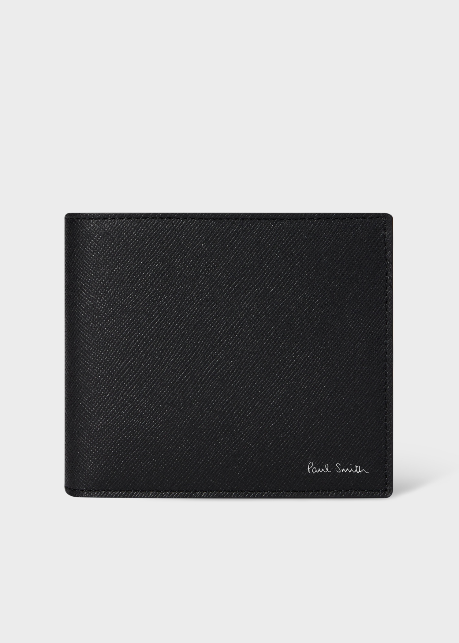 Black 'Mini Stripe' Leather Billfold and Coin Wallet - 1