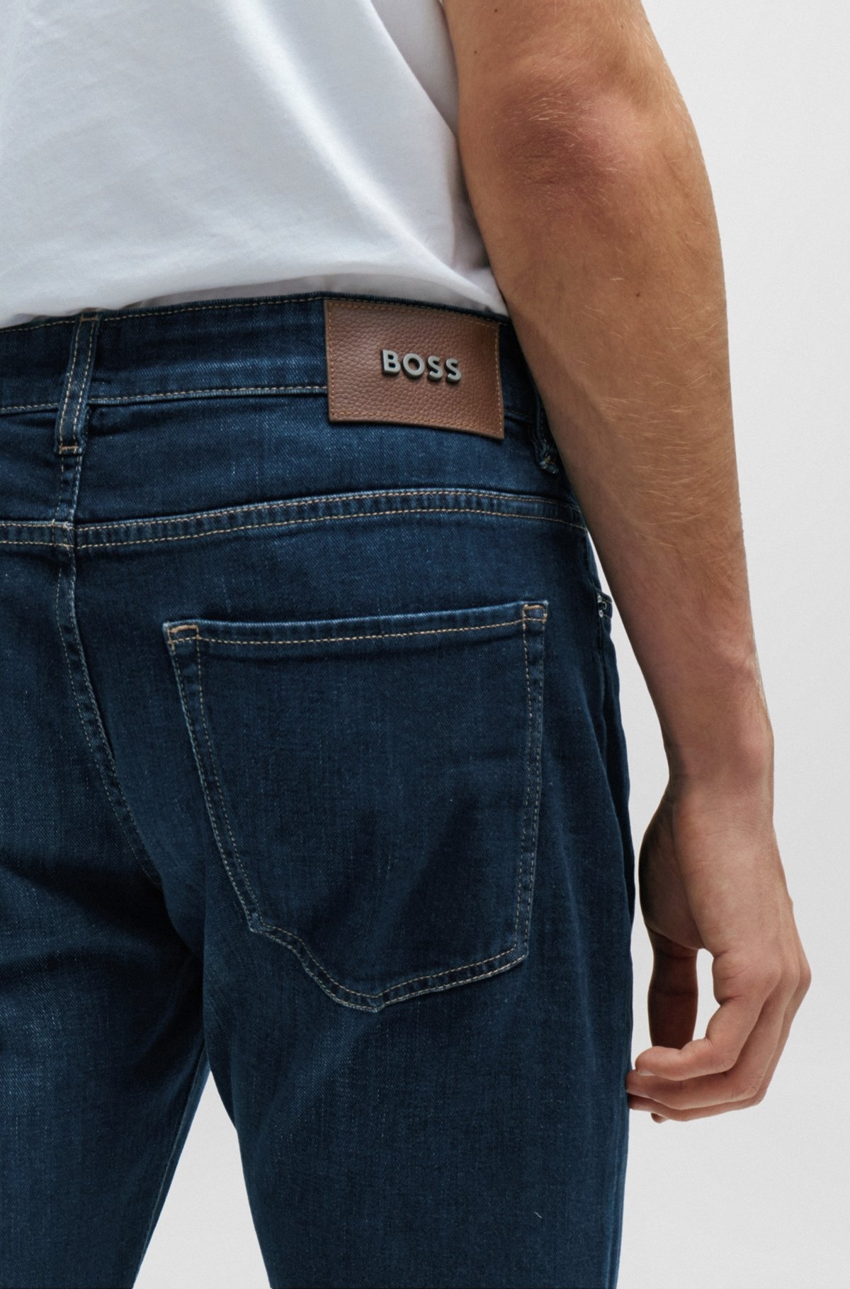 SLIM-FIT JEANS IN BLUE ITALIAN CASHMERE-TOUCH DENIM - 5