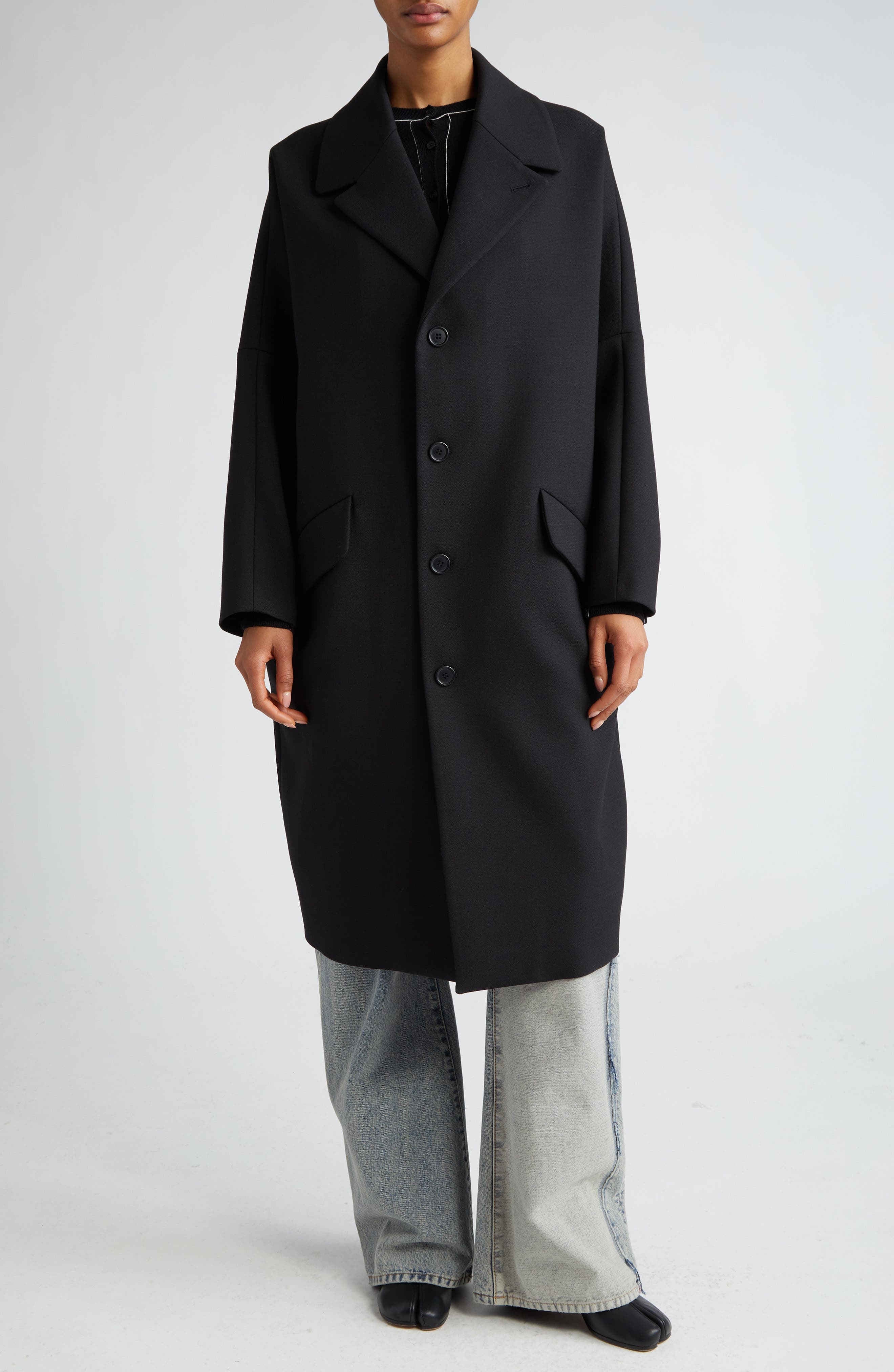 Oversize Stretch Gabardine Coat - 1