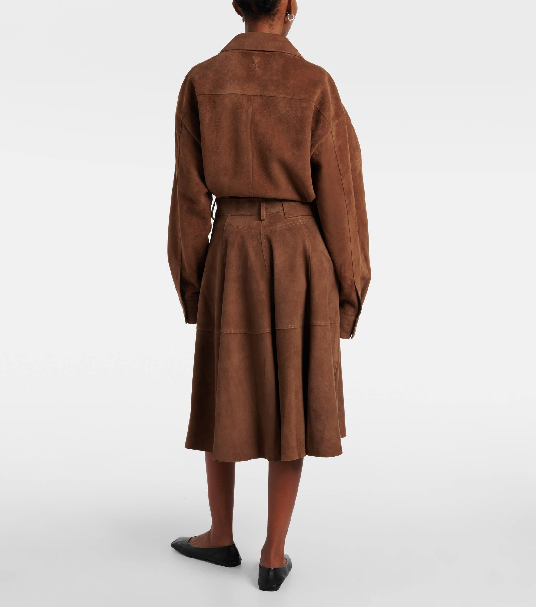 Pleated suede midi skirt - 3