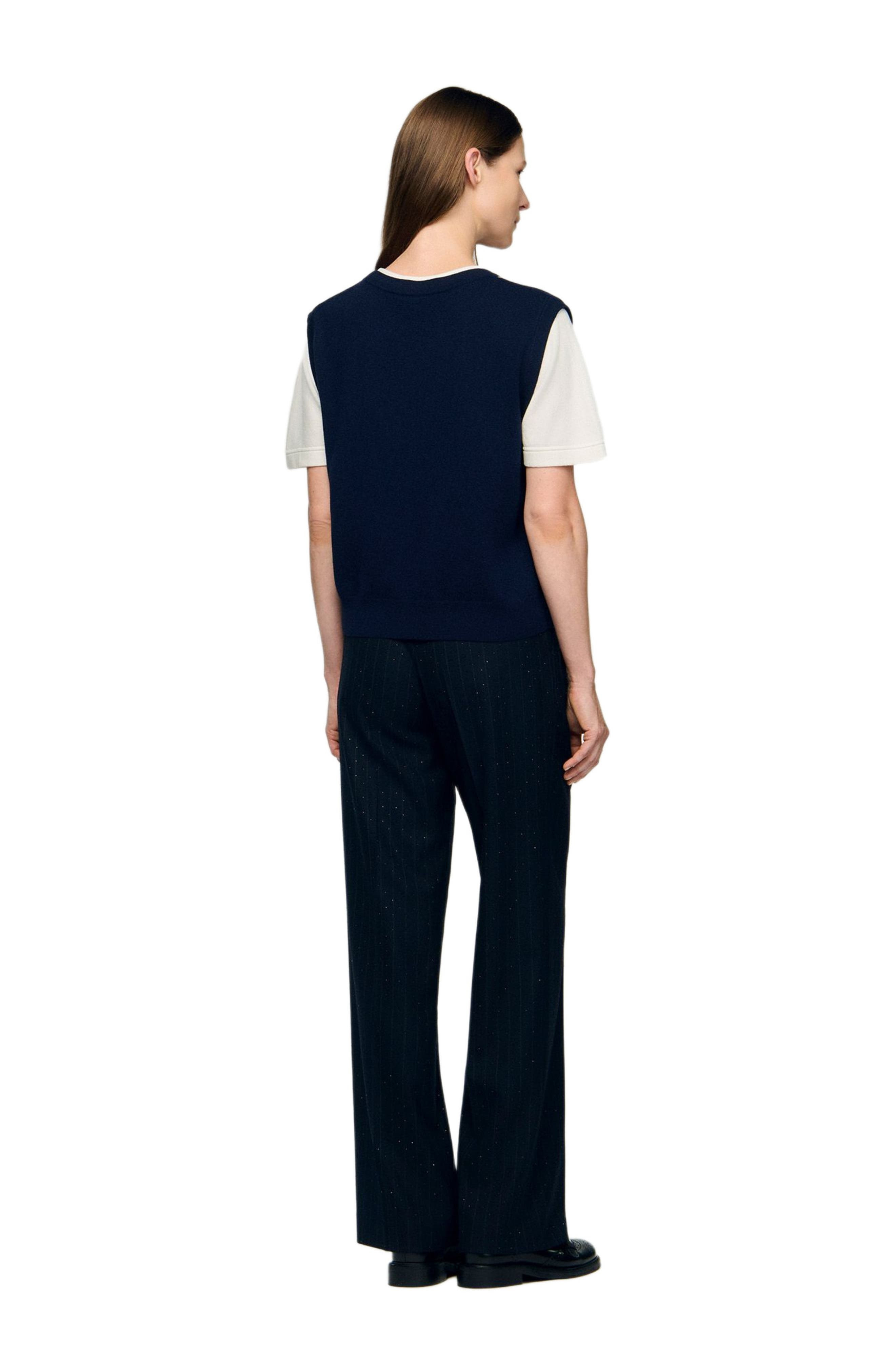 SANDRO Argyle layered effect sweater in Navy Blue at Nordstrom - 2
