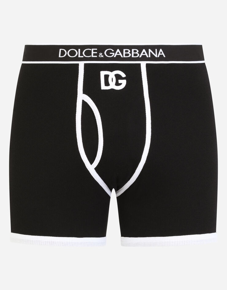 Long-leg fine-rib cotton boxers with DG patch - 1