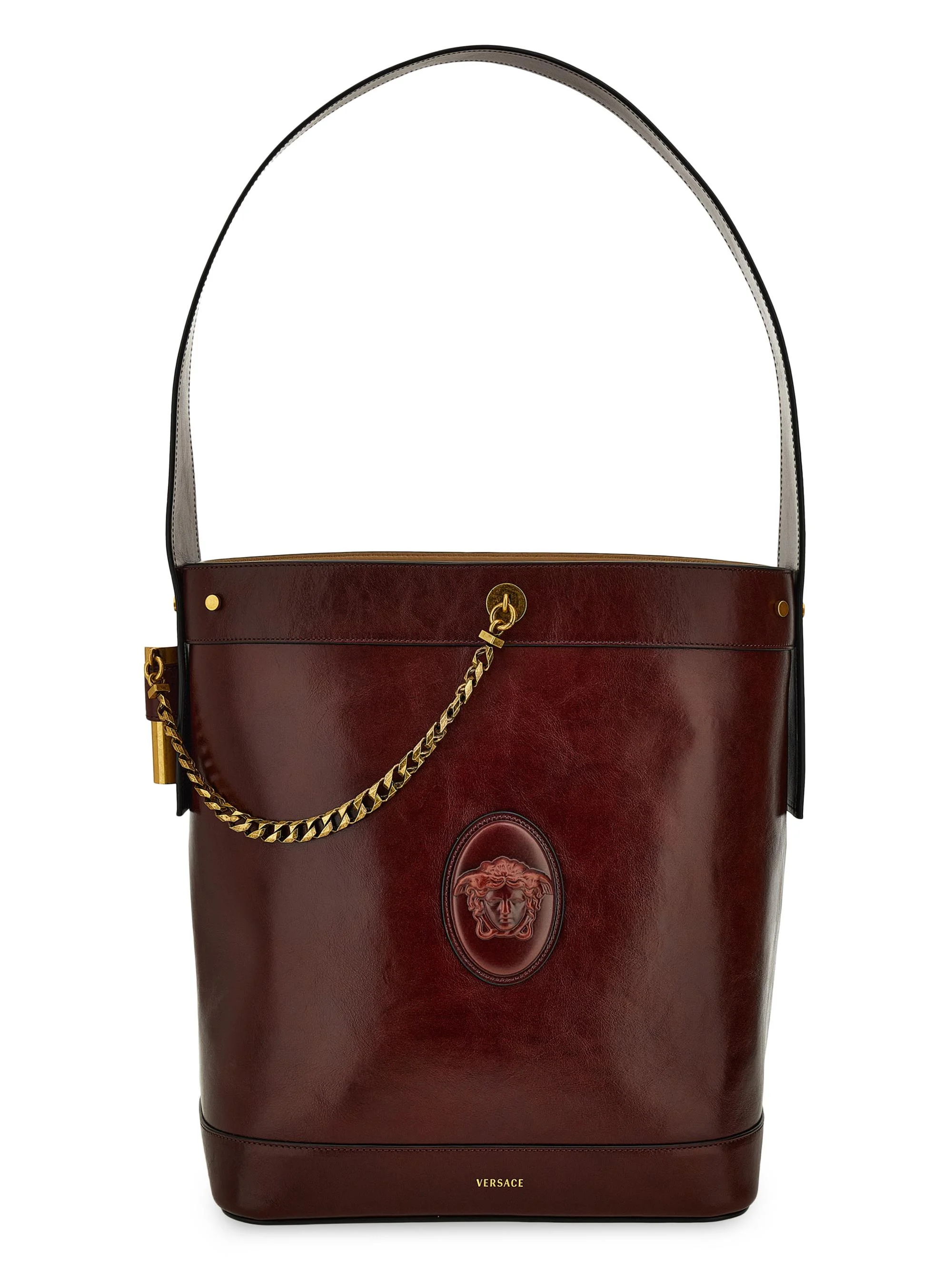 Women's Pivot Large Leather Bucket Bag - Rosewood Gold - 1