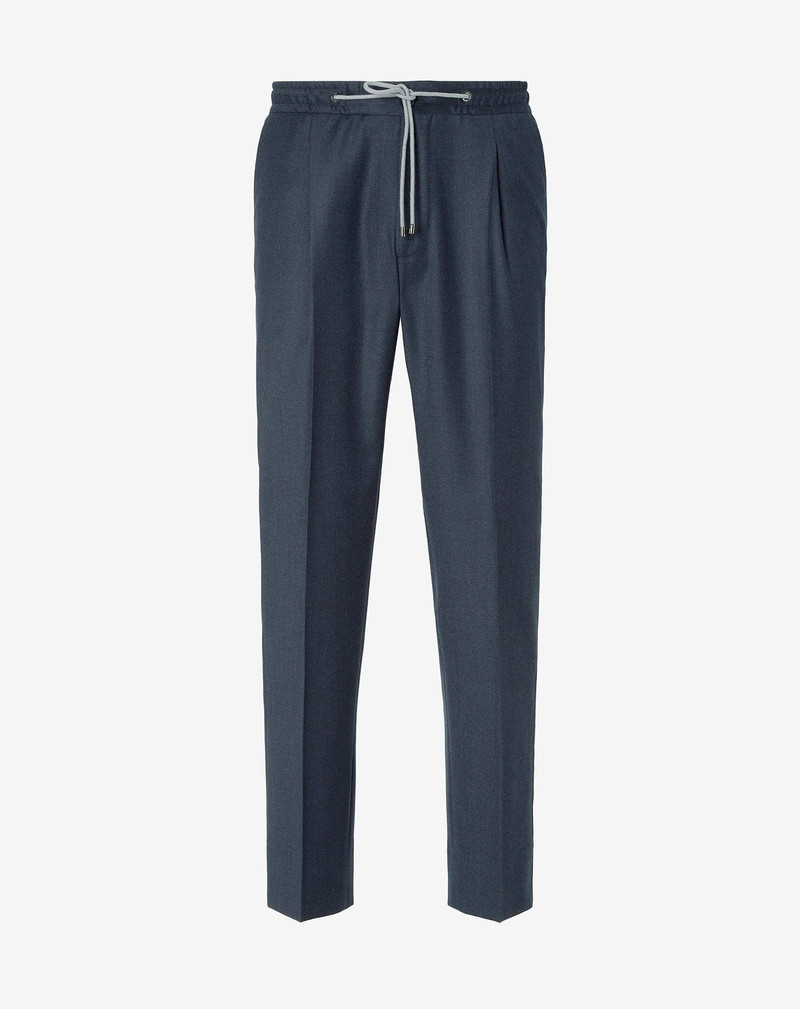 Navy blue stretch wool flannel joggers 1