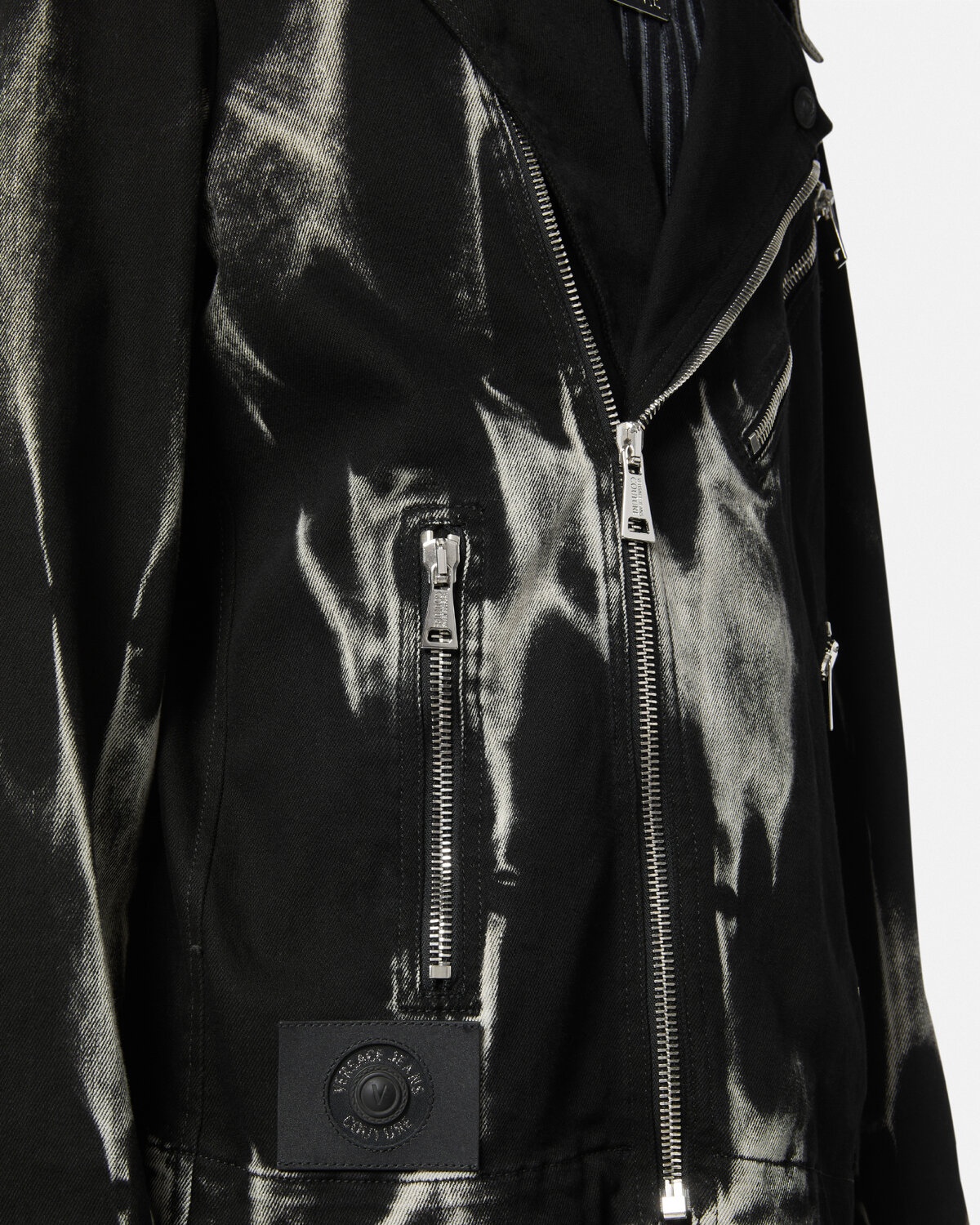 V-Emblem Denim Biker Jacket - 3