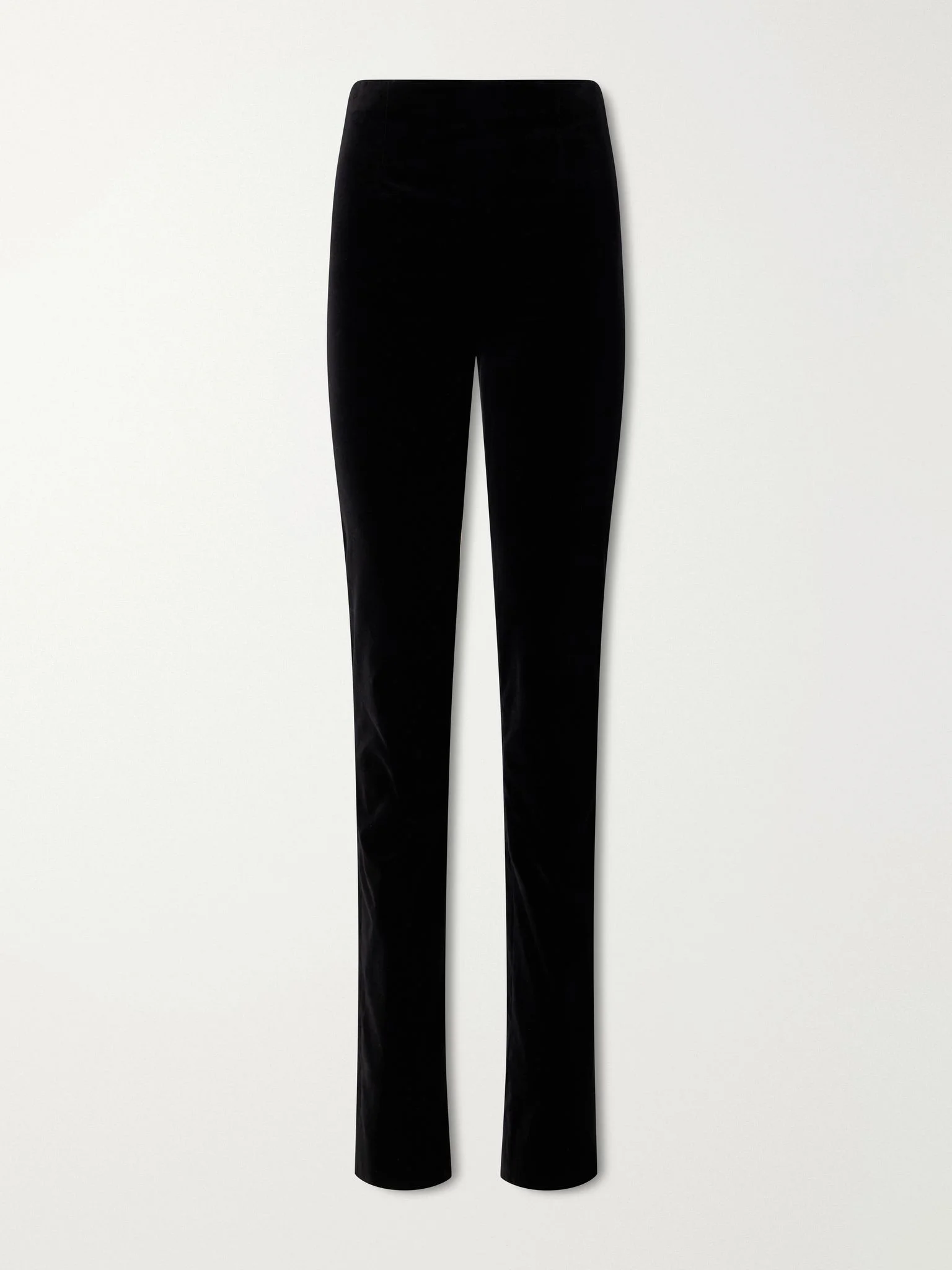 Ryden darted wool-blend velvet straight-leg pants Black - 1