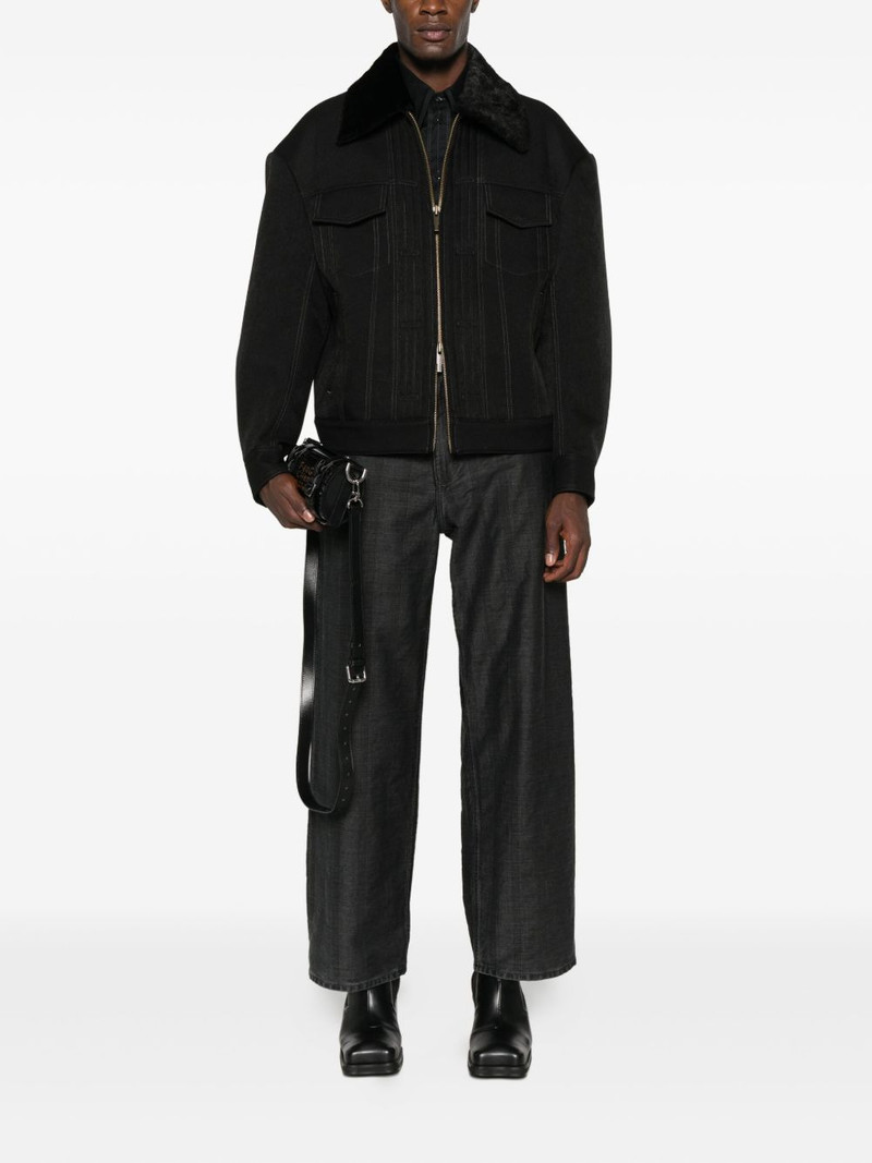 FENG CHEN WANG fur-collar zip-up jacket outlook