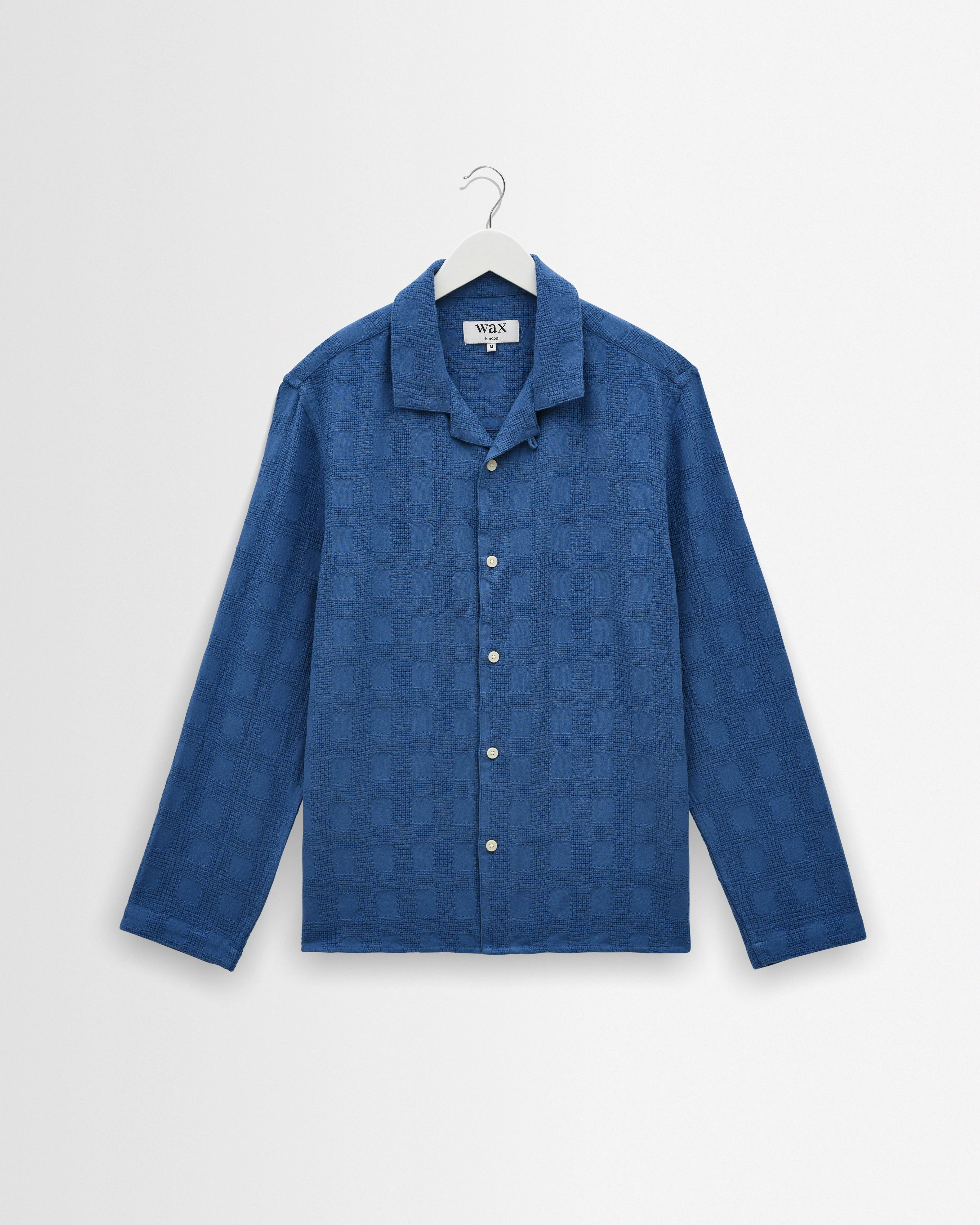 Corey - Blue Dobby Check Cotton Shirt - 1