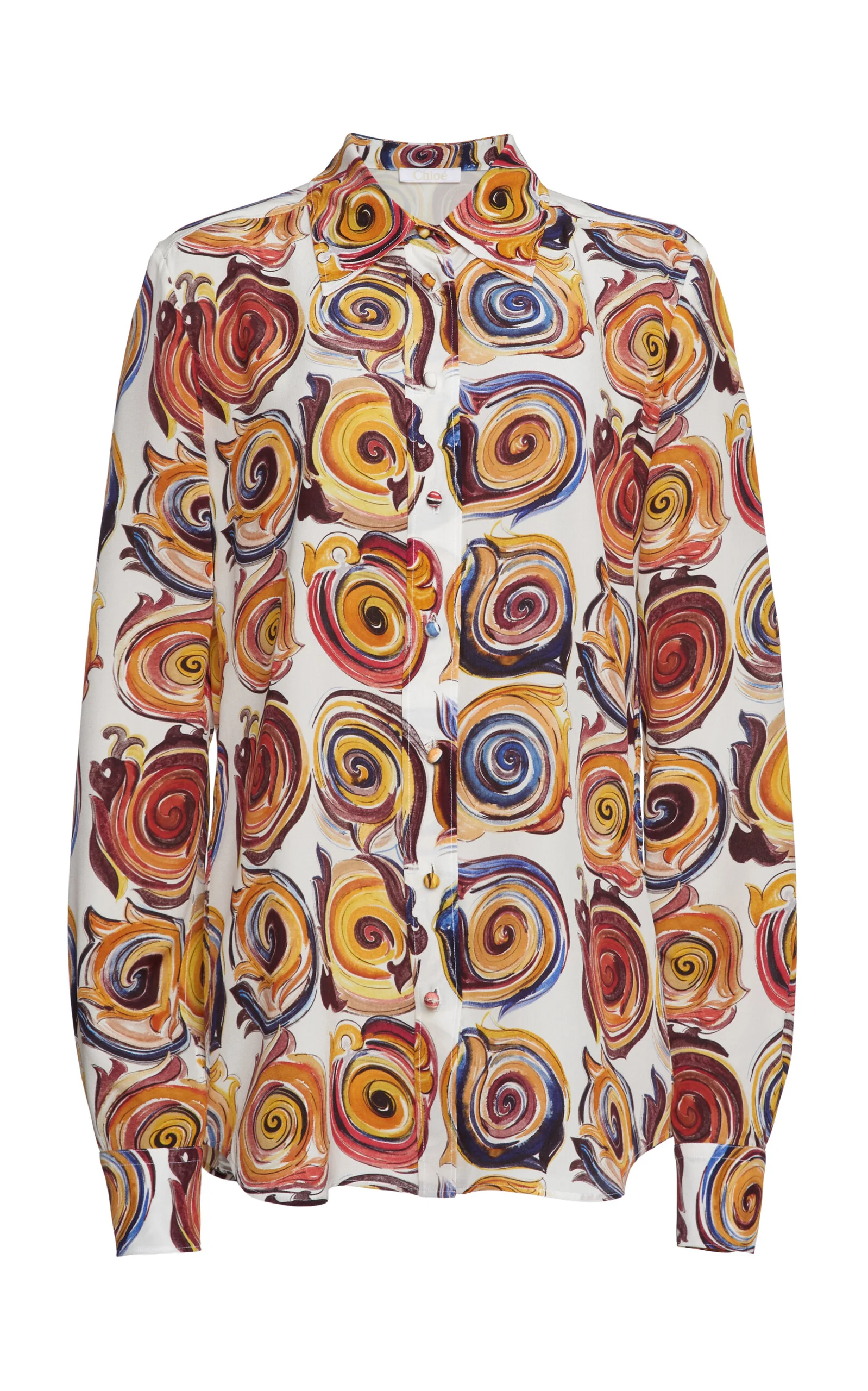 Organic Silk De Chine Button-Down Shirt print - 1