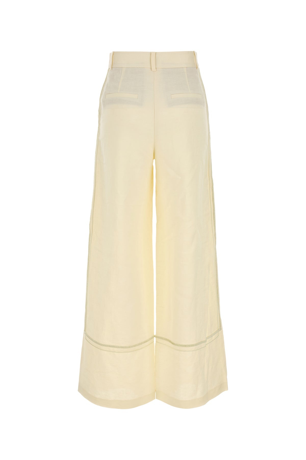 Cream linen blend Fortuna wide-leg pant - 2